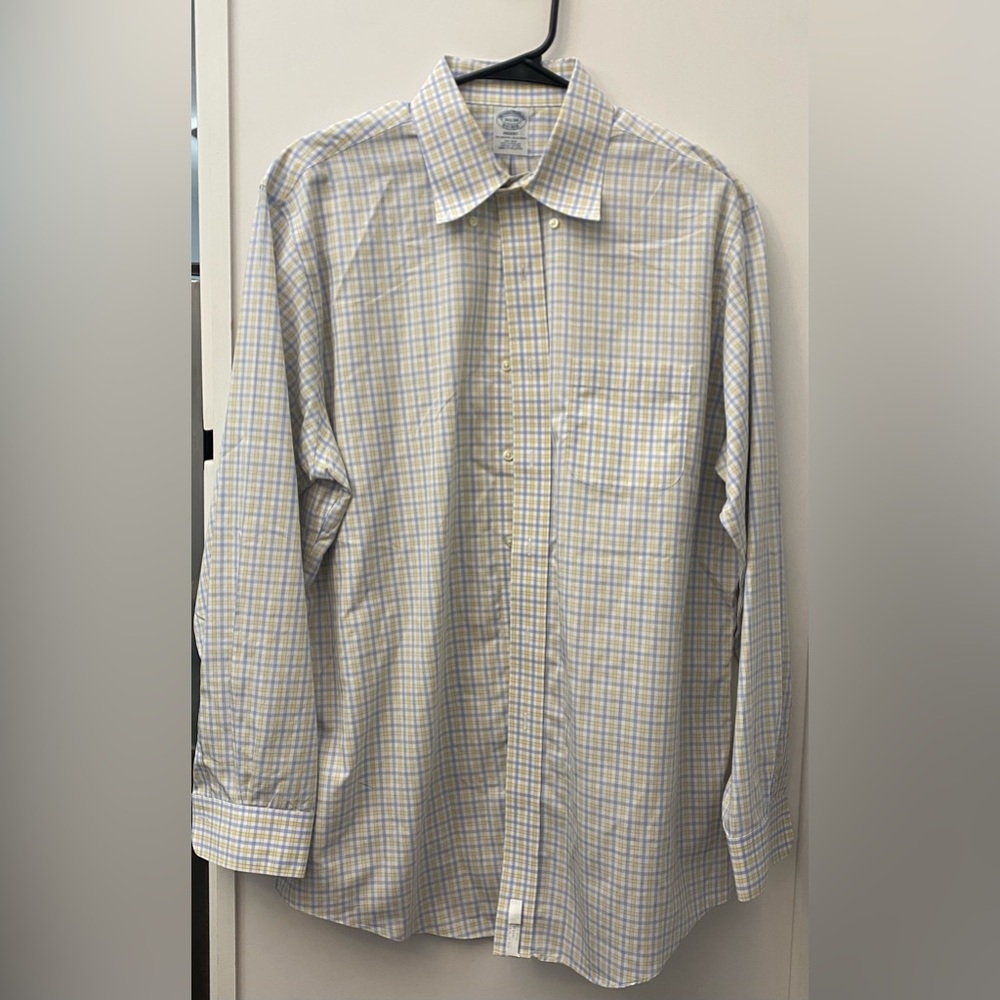 Brooks Brothers Casual Blue and Yellow Button Down Shirt